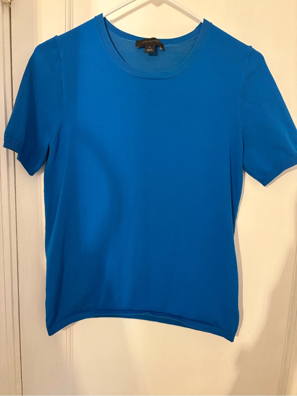 Ann Taylor Short Sleeve Crewneck Top - Electric Blue